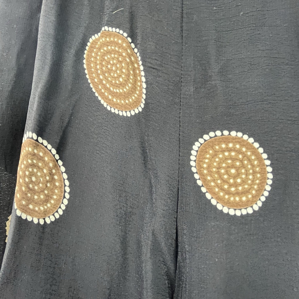 Caribbean Pacific Boho Wide Leg Pants Black Gold Beaded Rayon Size L - Picture 11 of 16